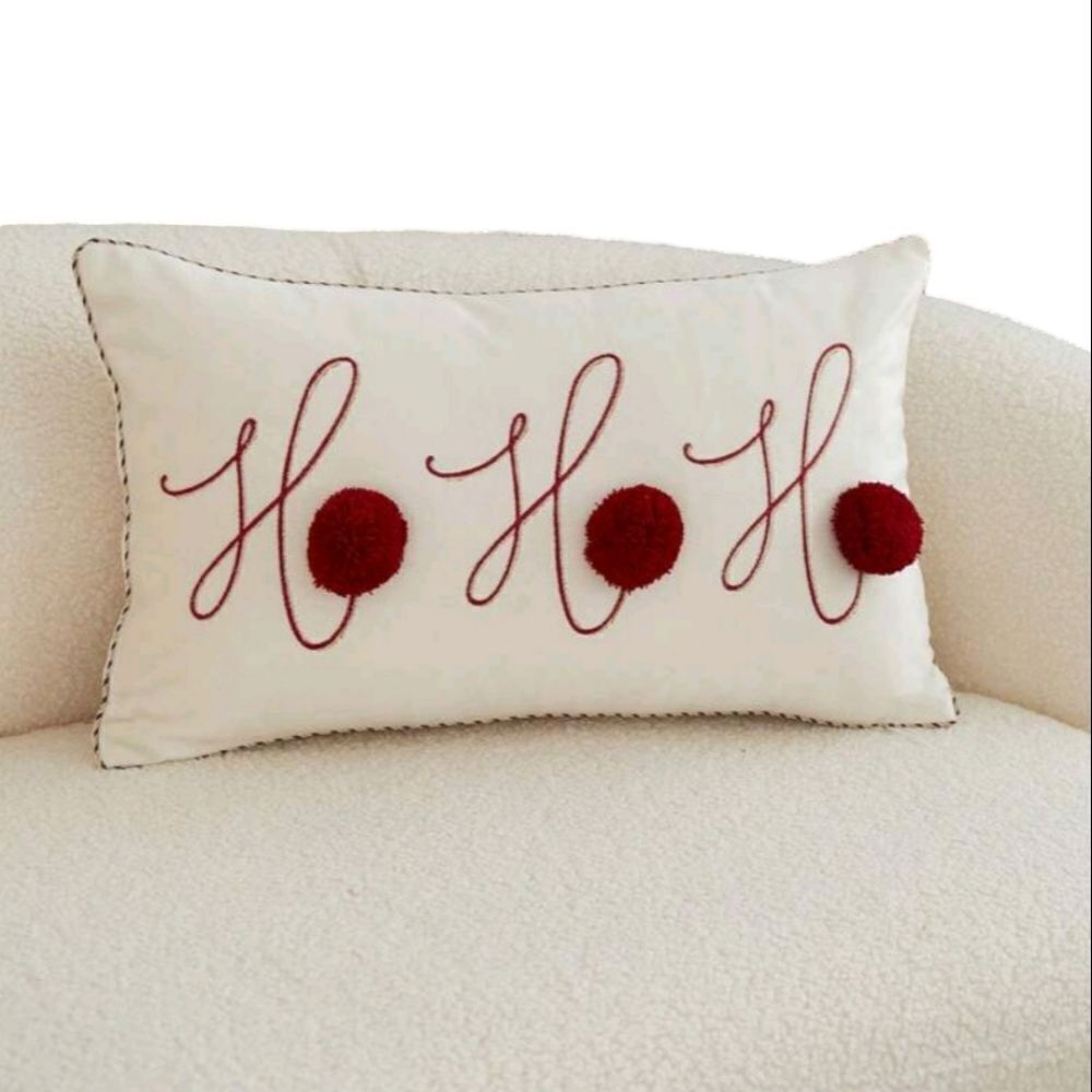 Ho Ho Ho Pom Pom Pillow Cover